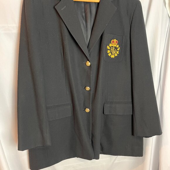 Lauren Ralph Lauren Jackets & Blazers - Women's Lauren Ralph Lauren Black Wool single breasted 3 button crest blazer 16W